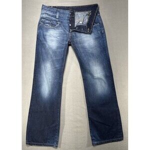 Firetrap Jeans Mens 34x34 Blue Straight‎ Blackseal Button Fly American Denim